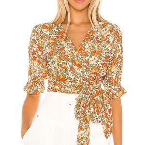 Faithful the Brand, Le Rose Mali Floral wrap top.